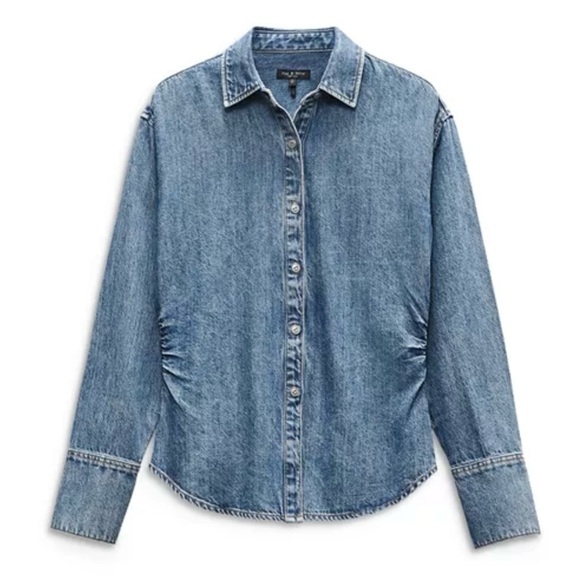 Rag & Bone Classic Blue Denim Shirt M - Picture 6 of 15